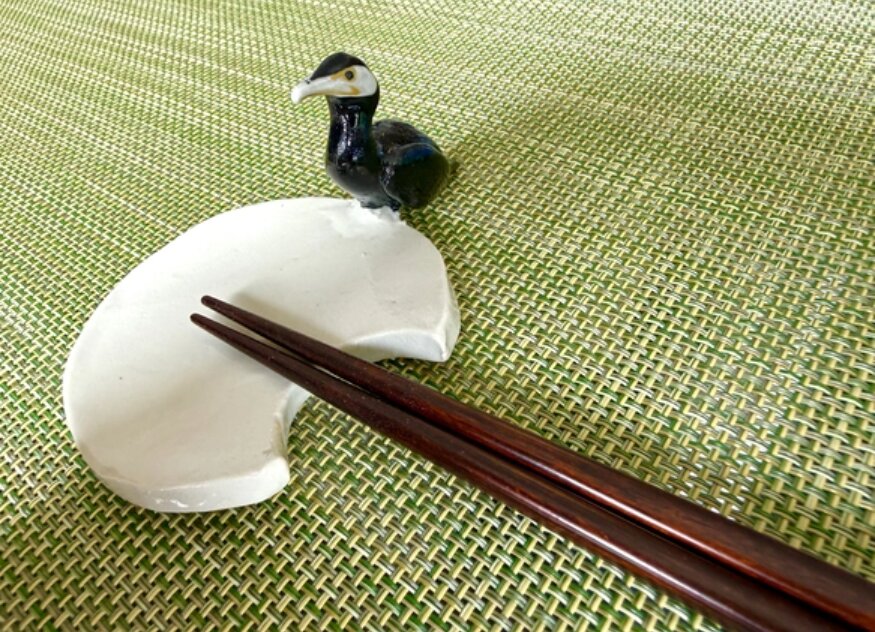 鳥の箸置き(カワウ)