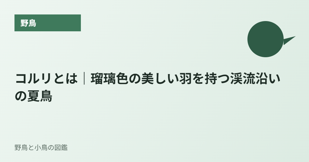 コルリとは|瑠璃色の美しい羽を持つ渓流沿いの夏鳥