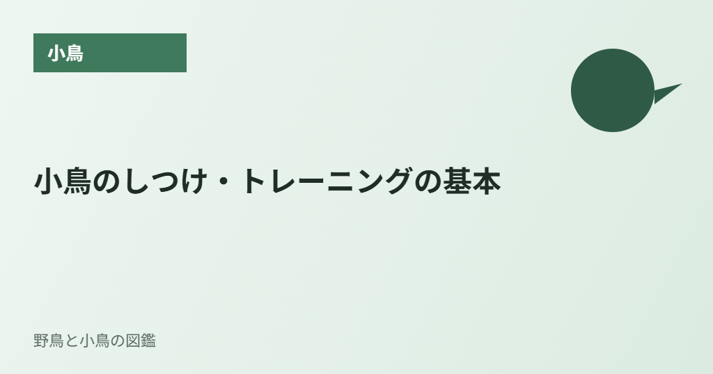 小鳥のしつけ・トレーニングの基本