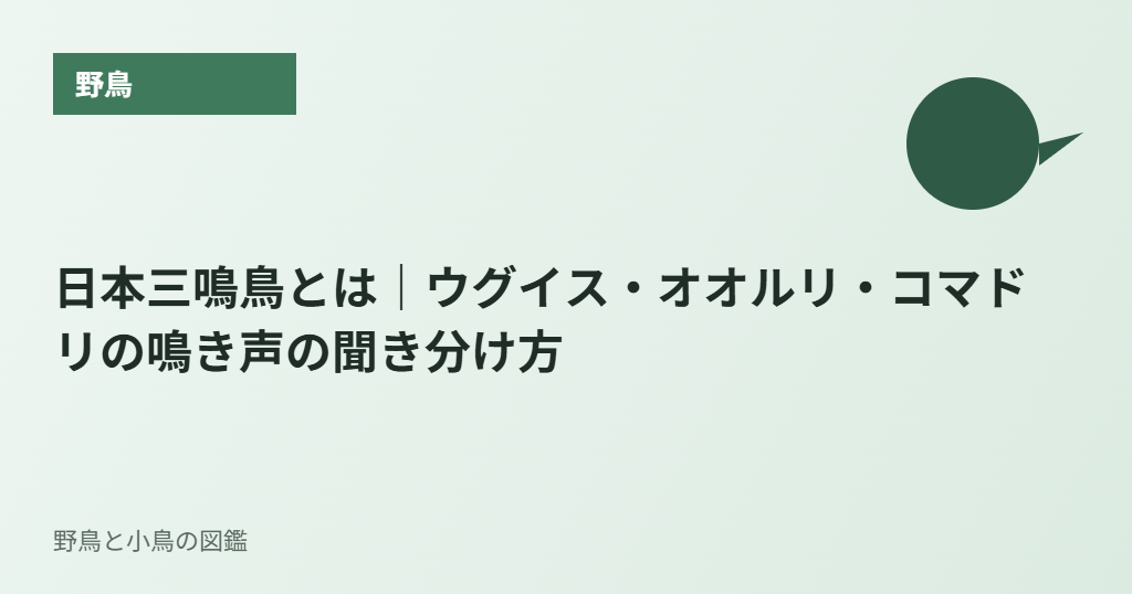 日本三鳴鳥とは｜ウグイス・オオルリ・コマドリの鳴き声の聞き分け方