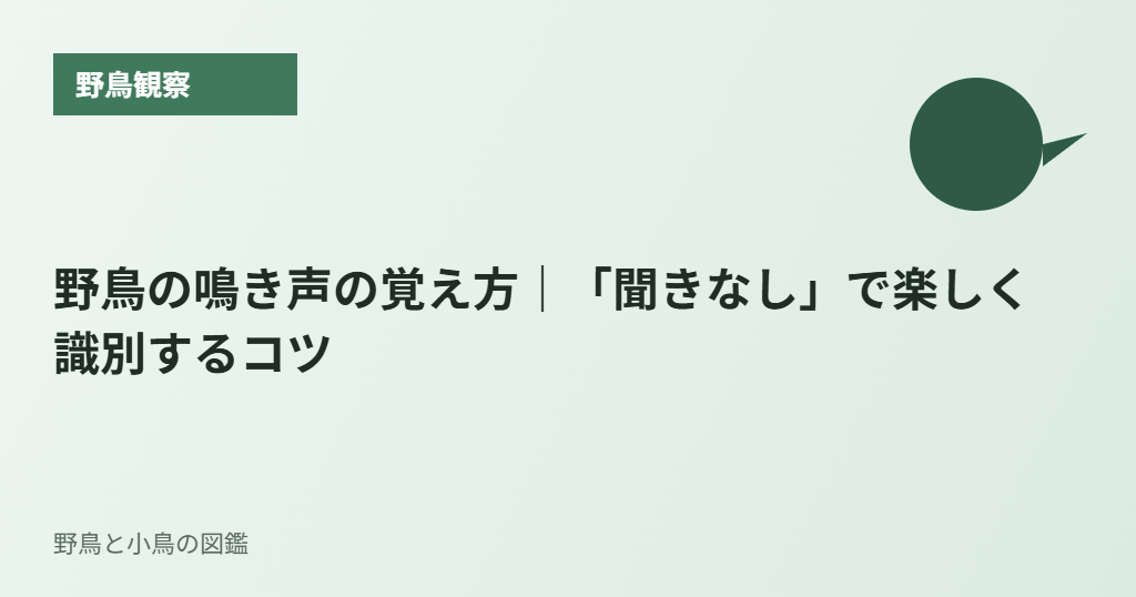 野鳥の鳴き声の覚え方｜「聞きなし」で楽しく識別するコツ