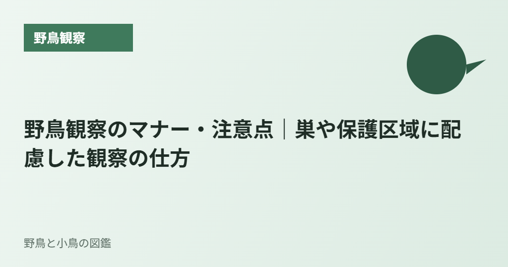 野鳥観察のマナー・注意点|巣や保護区域に配慮した観察の仕方